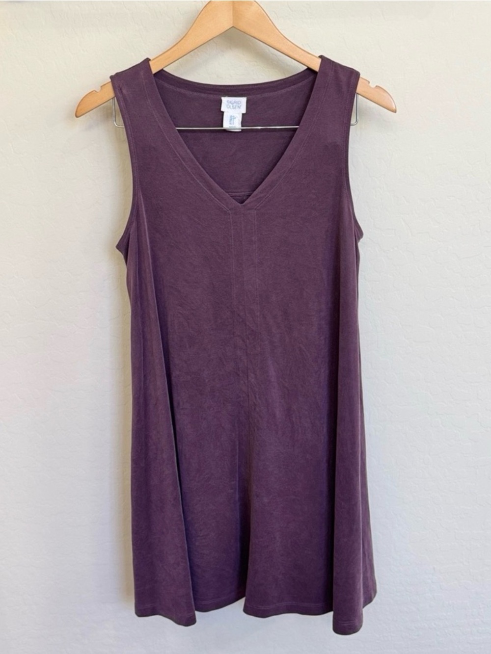Sigrid Olsen Purple V-Neck Modal Swing Tank Dress S